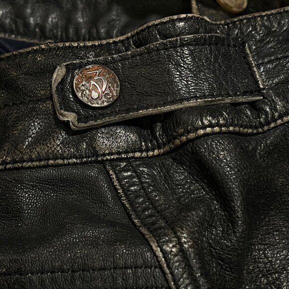 Diesel “Industry Division” Black Washed Leather Pants - Picture 12 of 12